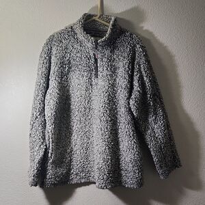 Dylan faux fur half zip gray sweater, size XL
